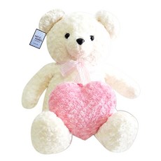 大熊玩偶+心形抱枕, 玩具熊(象牙白)+愛心抱枕(隨機出貨)