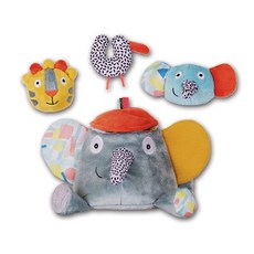 Ebulobo 叢林派對系列大象布偶+朋友布偶 3入, 混色