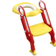 孩童如廁學習馬桶蓋+輔助梯, 紅色