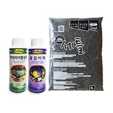 魚缸用黑沙 4kg+細菌劑 120ml+換水劑 120ml, 混色, 1套