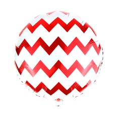 Pungseonpam 方形波浪圓形鋁箔氣球 45 x 45 cm, 紅色, 50個