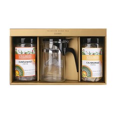 썬가든 허브차 선물세트 C-1, 캐모마일 + 썬플라워 + 유리포트, 1세트