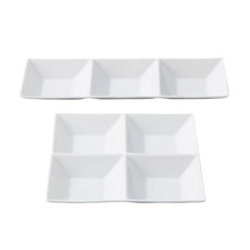 오다도기 스퀘어 소스접시 3칸 + 4칸, 화이트, 1세트
