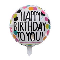 Balloon Farm 生日快樂裝飾鋁箔氣球 圓形 K 45 x 45 cm, 混合顏色, 40入
