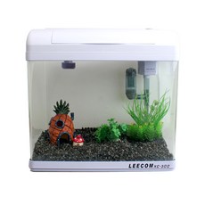 LEECOM LEECOM 鳳梨蘑菇裝飾魚缸組 XC300, 白色的