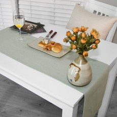 NASANDECO 帆布純棉桌旗, 春天綠, 2人用(150 x 30 cm)