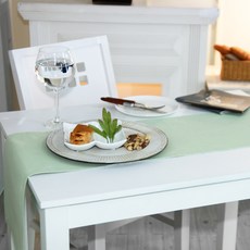 NASANDECO 帆布純棉桌旗, 粉彩綠, 6人用(220 x 30 cm)