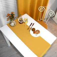 NASANDECO 帆布純棉桌旗, 芒果黃, 6人用(220 x 30 cm)