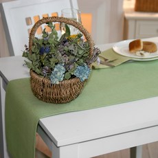 NASANDECO 帆布純棉桌旗, 玉萊姆綠, 邊桌用(120 x 30 cm)