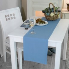 NASANDECO 帆布純棉桌旗, 天空藍, 6人用(220 x 30 cm)