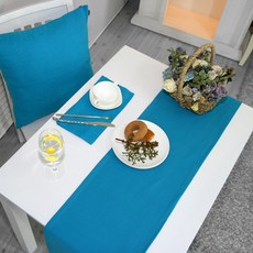 NASANDECO 自然風桌旗, 土耳其藍, 4人用(180 x 30 cm)