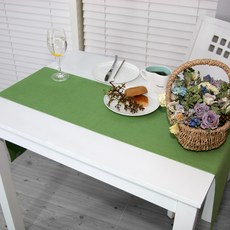 NASANDECO 帆布純棉桌旗, 森林綠, 4人用(180 x 30 cm)