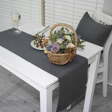 韓國製造 Nasan Deco 自然風桌旗, 深灰色, 邊桌用(120 x 30 cm)