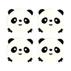 DM 알럽홈 동물캐릭터 실리콘 코스터 4p, 판다