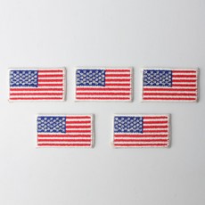 時尚亮點迷你刺繡布貼 43 x 25 mm, 美國國旗白色邊框, 5個