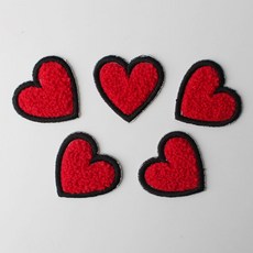 時尚亮點 迷你刺繡布貼 40 x 38 mm, 毛絨愛心 紅色, 5個