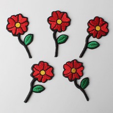 時尚重點迷你刺繡布章 28 x 55 mm, 一朵花, 5個
