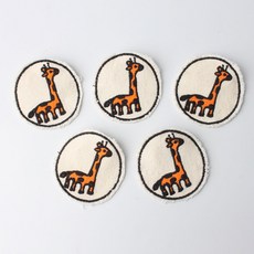 時尚亮點迷你刺繡布貼 62*62mm, 胸針長頸鹿, 5件