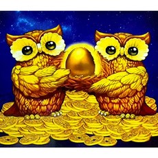 ZEZENEW DIY寶石十字繡 金蛋貓頭鷹 B1191, 混合顏色, 1套