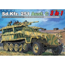 龍 1:35 Sd.Kfz. 251 Ausf. C 3合1組裝塗裝需要塑膠模型 6224, 1個