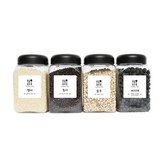 생활만 사각350 잡곡통 4p + 쿠킹타임 잡곡통라벨 백미 외 19종, 블랙캡