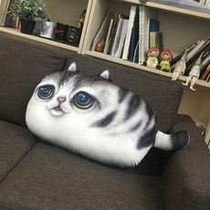 TP 쿠션 3D 벨벳 PP면 고양이 베개, A