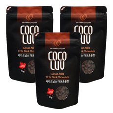 코코러브 카카오닙스 다크초콜릿 72%, 50g, 3개