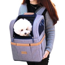 에이미러브즈펫 반려동물 도어 프론트백, 스트라이프네이비, 1개