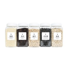 方型雜糧收納罐 白蓋 5入+標籤貼紙 20款, 白色蓋子