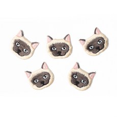 時尚亮點迷你刺繡布貼 暹羅貓 36 x 34 mm, 混合顏色, 5個