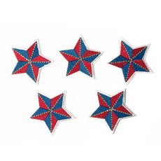 時尚亮點迷你刺繡布貼星星 54*51mm, 紅藍, 5件