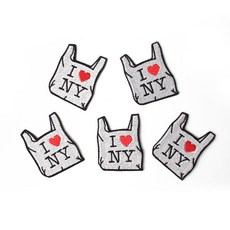 패션포인트 미니 자수 와펜 캔버스백 46 x 58 mm, 실버, 5개입