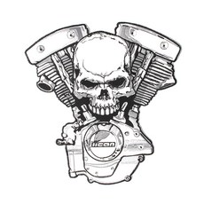 騎士族刺繡標誌 L號 310*325mm, 骷髏頭引擎, 1個