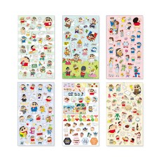 플라잉웨일즈 짱구는못말려 컨셉 스티커 ver2 6종세트, 혼합 색상, 1세트