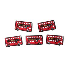 패션포인트 미니 자수 와펜 빨간버스 60 x 35 mm, 혼합 색상, 5개입