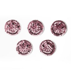 時尚亮點 迷你刺繡貼飾 SEQUIN 笑臉 43 x 43 mm, 淺粉色, 5個