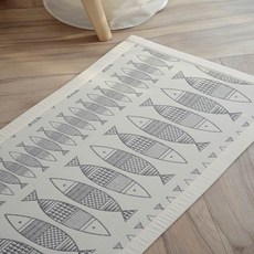 Gaongil Carpet 魚圖案廚房地墊, 灰色的