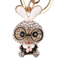 TP鑰匙圈眼鏡兔子吊墜 黑色, 1個