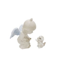 Koriart 小狗與可愛天使擺飾, 藍色 + 白色