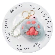 하하NET 폼폼 발바닥 펄 방울 열쇠고리, 그레이벨핑크, 1개