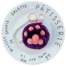 하하NET 폼폼 발바닥 펄 방울 열쇠고리 퍼플벨퍼플, 바이올렛, 1개