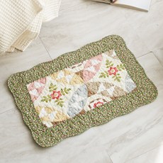 순면 워싱 발매트, 플라워패턴그린