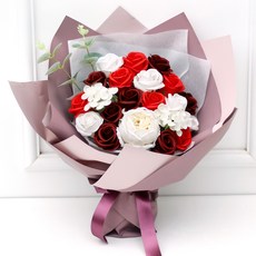 아침향기 조화 스무송이 비누꽃다발, red, 1개