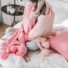 Justin&Chloe絨球雙色針織毯