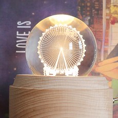 HONEYJAM 摩天輪水晶球音樂盒小夜燈, 混色