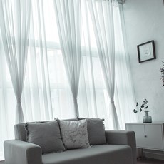 Home in Home 雪紡窗簾 2p 套組, 白色