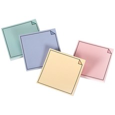 TOCTOC 邊角摺疊便條紙4件組, 粉紅色 + 薄荷綠 + 黃色 + 紫色, 1套, 4入