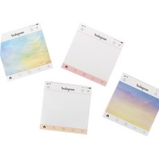 TOCTOC Instagram便條紙4款組合, 黃色 + 粉紅色 + 藍色雲朵 + 紫色雲朵, 1套