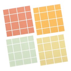 TOCTOC 方形格紋便條紙 4件組, 淡鮭魚色, 橘色, 淺綠色, 薄荷綠, 1套, 100枚入