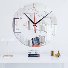 제이아울 지구본스타일 미러타입 DIY 벽시계, 실버